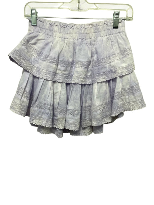 Loveshackfancy Size P Lavender Cotton Tiered Mini Elastic Waist Skirt Lavender / P