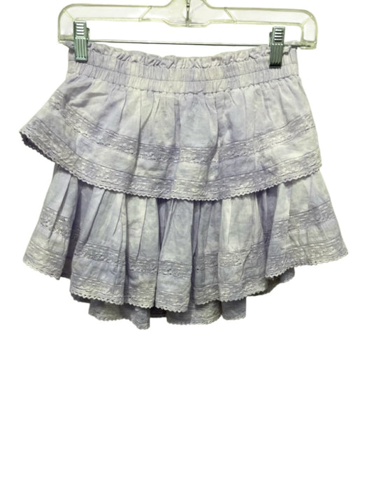 Loveshackfancy Size P Lavender Cotton Tiered Mini Elastic Waist Skirt Lavender / P