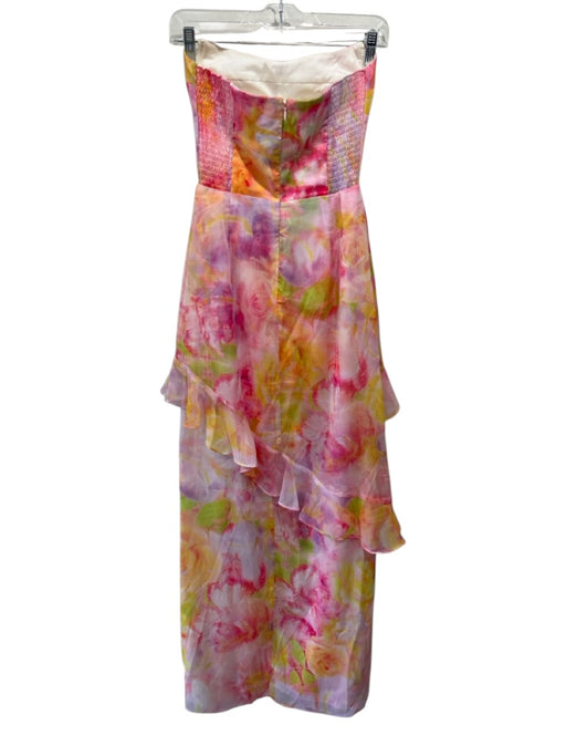 Amanda Uprichard Size XS Pink & Multi Polyester Chiffon Overlay Floral Dress Pink & Multi / XS