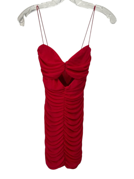 Nookie Size XS Red Nylon Blend Ruched Cut Out Front Spaghetti Strap Mini Dress Red / XS