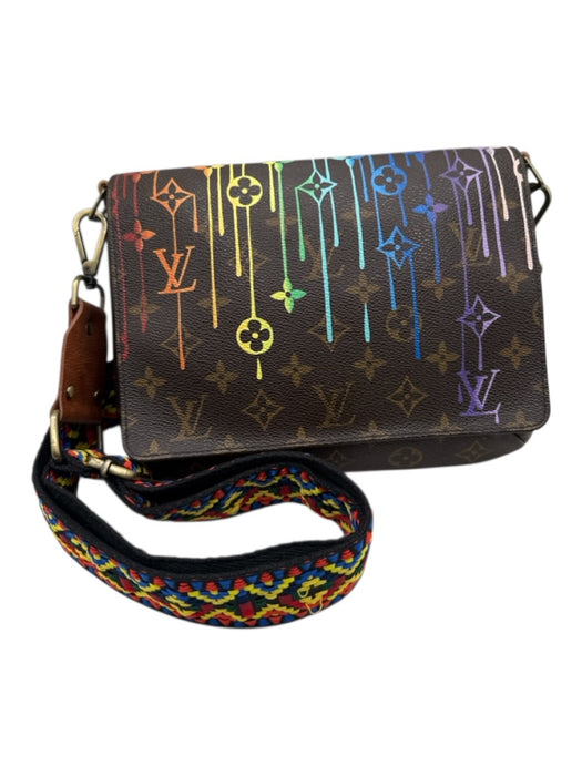 Louis Vuitton Brown & Multi Coated Canvas Magnetic Closure Crossbody Strap Bag Brown & Multi / S
