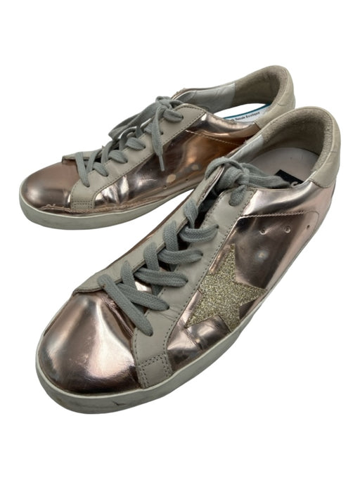 Golden Goose Shoe Size 39 Silver Leather Metallic Low Top Lace Up Sneakers Silver / 39