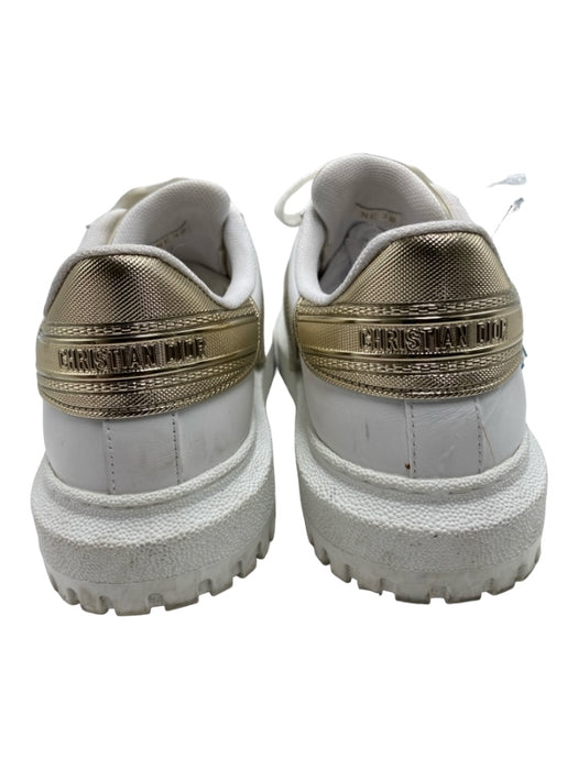 Christian Dior Shoe Size 38 White & Gold Leather Metallic Detail Sneakers White & Gold / 38