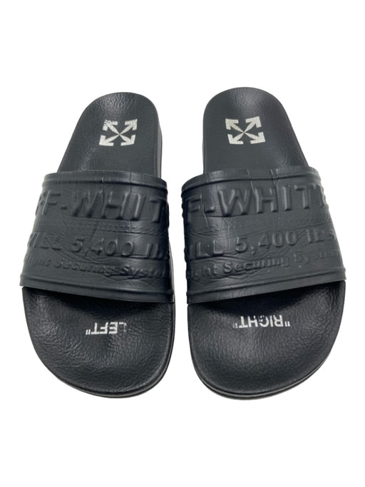 Off White Shoe Size 38 Black Rubber Embossed Slides Sandals Black / 38