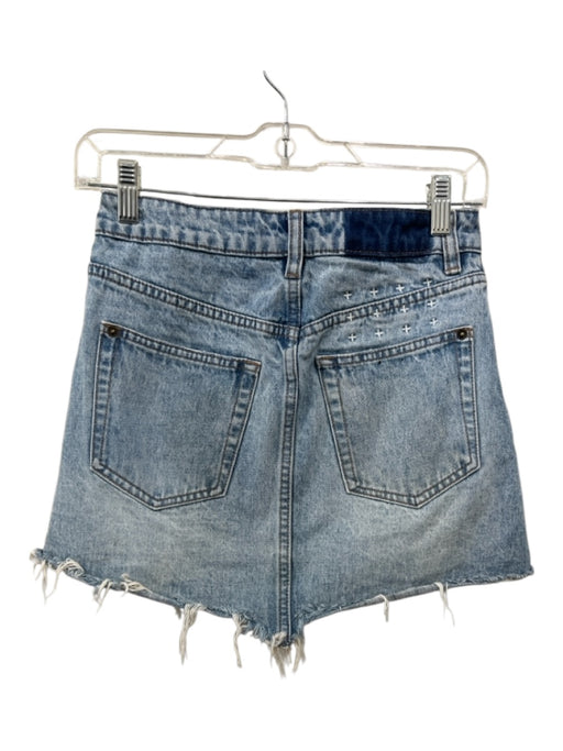 Ksubi Size XS Light Wash Cotton Blend Distressed Crossover Button Closure Skirt Light Wash / XS
