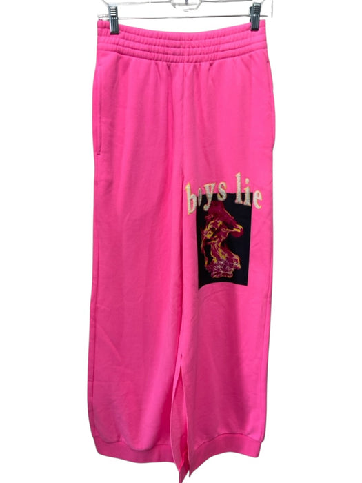 Boys Lie Size XS Neon Pink Cotton Blend Graphic Print Elastic Waist Pants Neon Pink / XS