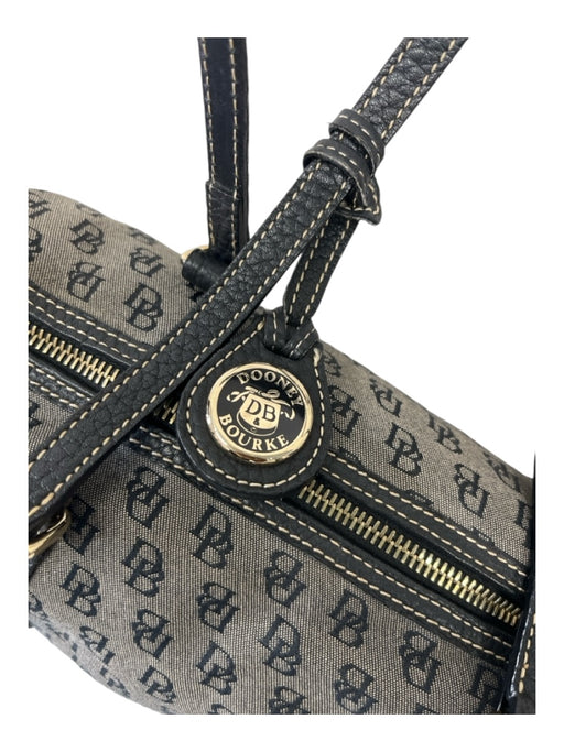 Dooney & Bourke Black Canvas Monogram Double Top Handle Top Zip Bag Black / S