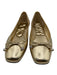 Jimmy Choo Shoe Size 36.5 Gold Leather Bow Square Round Toe Flats Gold / 36.5