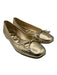 Jimmy Choo Shoe Size 36.5 Gold Leather Bow Square Round Toe Flats Gold / 36.5