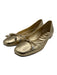 Jimmy Choo Shoe Size 36.5 Gold Leather Bow Square Round Toe Flats Gold / 36.5