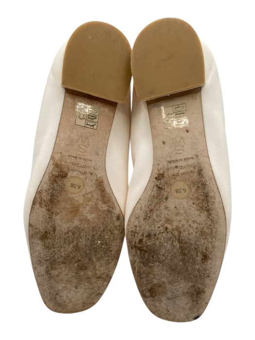 Stuart Weitzman Shoe Size 6.5 Off White Leather Bow Square Round Toe Flats Off White / 6.5
