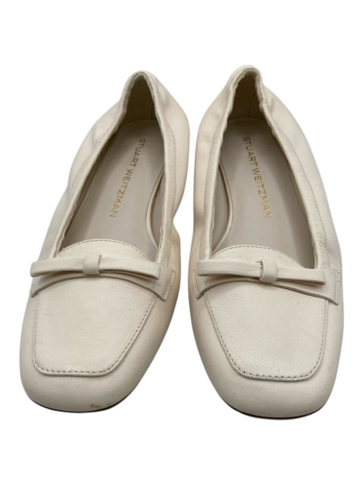 Stuart Weitzman Shoe Size 6.5 Off White Leather Bow Square Round Toe Flats Off White / 6.5