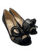 Valentino Shoe Size 36.5 Black Lace Bow Peep Toe Mid Heel Pumps Black / 36.5