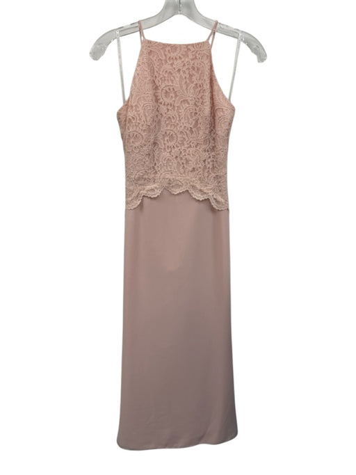 After Six Size 0 Blush Pink Polyester Spaghetti Strap Lace Detail high neck Gown Blush Pink / 0