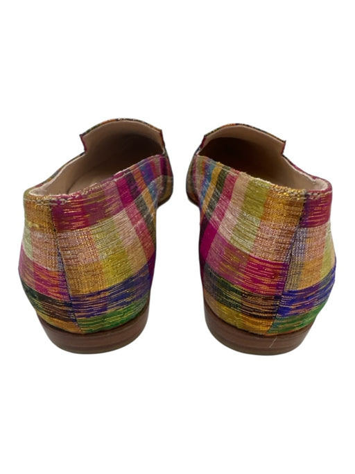 Stuart Weitzman Shoe Size 6.5 Blue, Orange, Green Leather & Textile Plaid Flats Blue, Orange, Green / 6.5