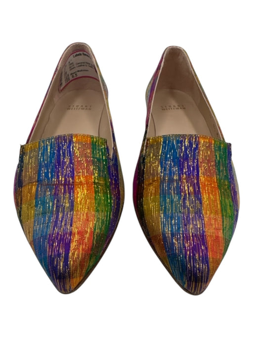 Stuart Weitzman Shoe Size 6.5 Blue, Orange, Green Leather & Textile Plaid Flats Blue, Orange, Green / 6.5