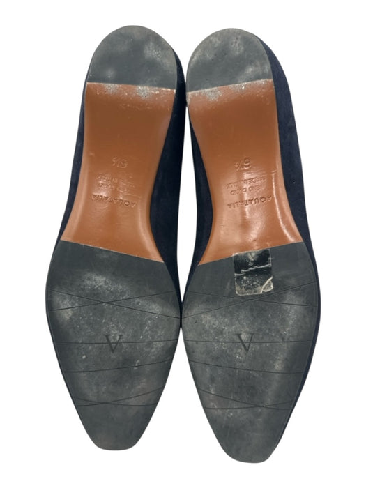Aquatalia Shoe Size 6.5 Navy Blue Leather Suede Square Point Toe Flats Navy Blue / 6.5