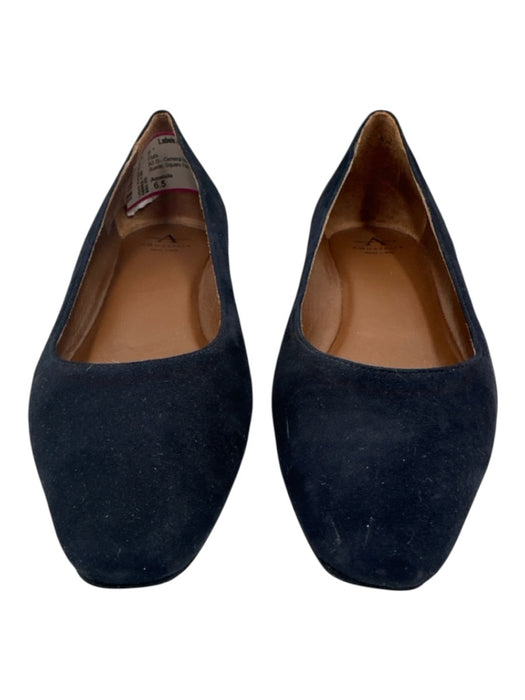 Aquatalia Shoe Size 6.5 Navy Blue Leather Suede Square Point Toe Flats Navy Blue / 6.5