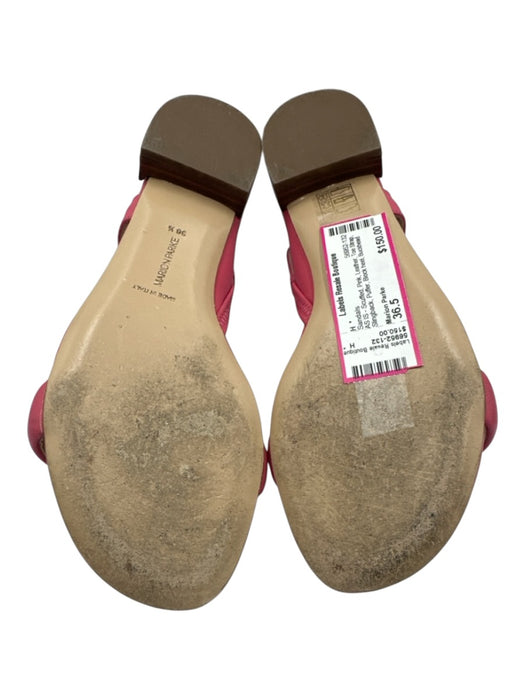 Marion Parke Shoe Size 36.5 Pink Leather Toe Strap Slingback Puffer Sandals Pink / 36.5
