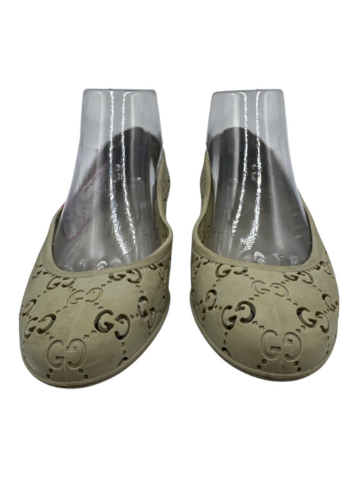 Gucci Shoe Size 38 Light Green Rubber Upper Guccissima Cutout Pump Flats Light Green / 38