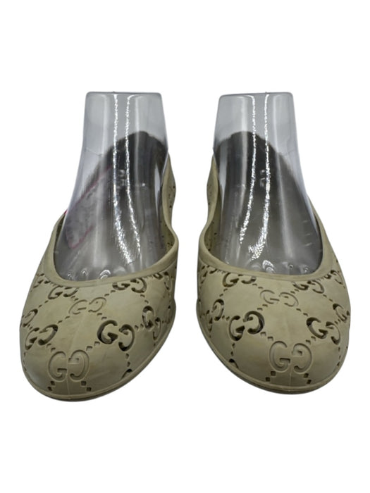 Gucci Shoe Size 38 Light Green Rubber Upper Guccissima Cutout Pump Flats Light Green / 38