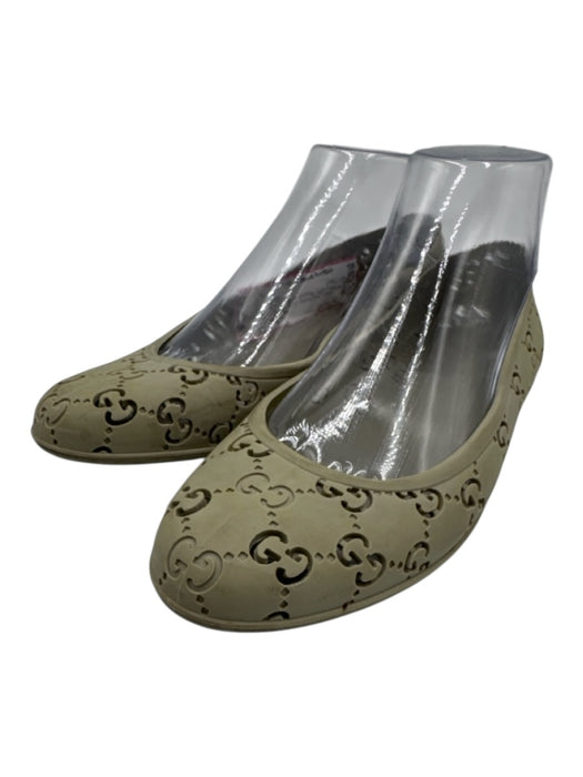 Gucci Shoe Size 38 Light Green Rubber Upper Guccissima Cutout Pump Flats Light Green / 38