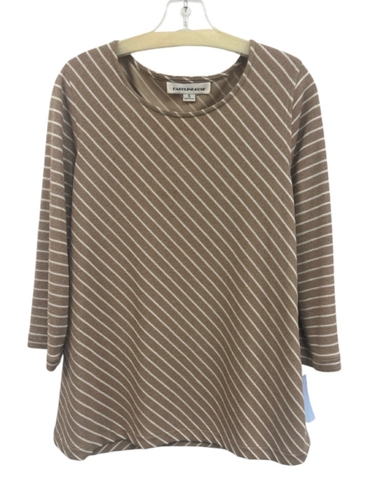 Caroline Rose Size S Tan & cream Polyester Blend Knit Diagonal Stripe Top Tan & cream / S