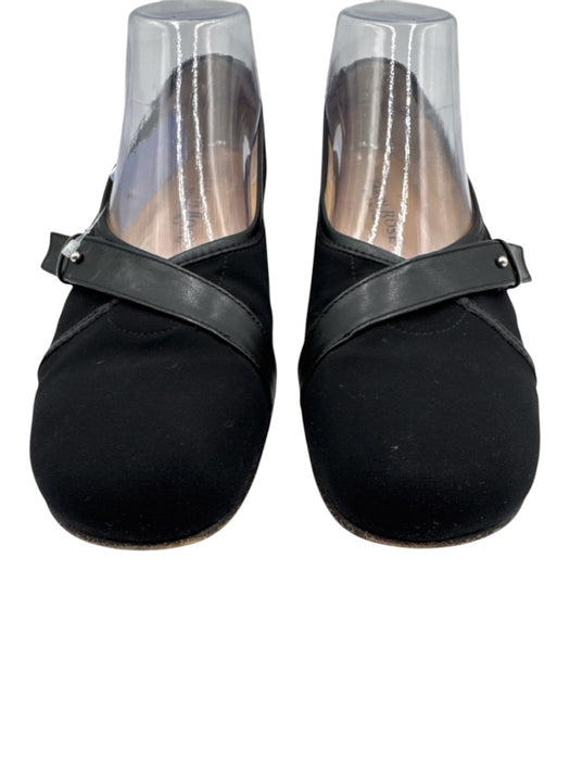 Taryn Rose Shoe Size 39 Black Textile Leather trim Buckle Low Heel Flats Black / 39