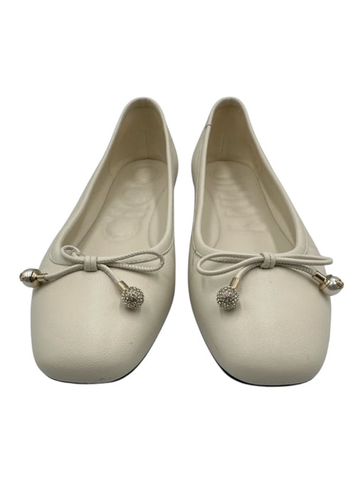 Jimmy Choo Shoe Size 36.5 Cream White Leather Upper Bow detail Pump Flats Cream White / 36.5