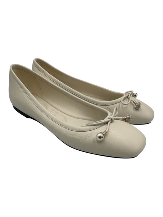 Jimmy Choo Shoe Size 36.5 Cream White Leather Upper Bow detail Pump Flats Cream White / 36.5