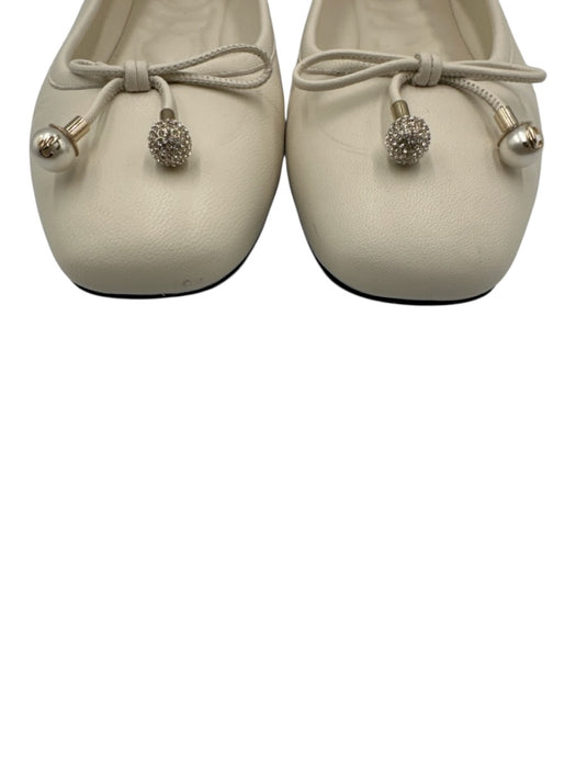 Jimmy Choo Shoe Size 36.5 Cream White Leather Upper Bow detail Pump Flats Cream White / 36.5