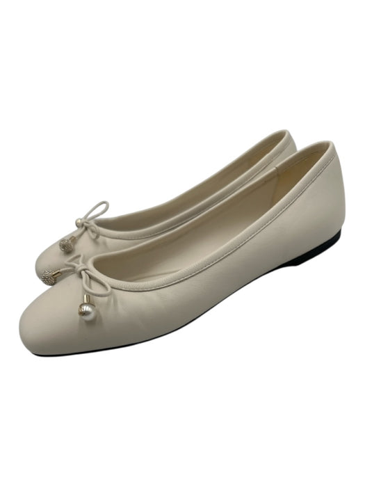 Jimmy Choo Shoe Size 36.5 Cream White Leather Upper Bow detail Pump Flats Cream White / 36.5