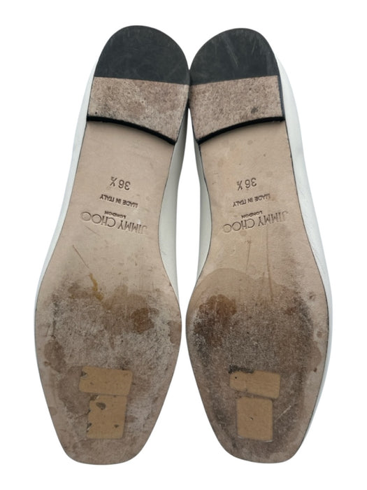 Jimmy Choo Shoe Size 36.5 Cream White Leather Upper Bow detail Pump Flats Cream White / 36.5