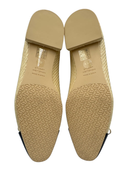 Stuart Weitzman Shoe Size 6.5 Yellow Beige & Black textile upper Woven Bow Flats Yellow Beige & Black / 6.5