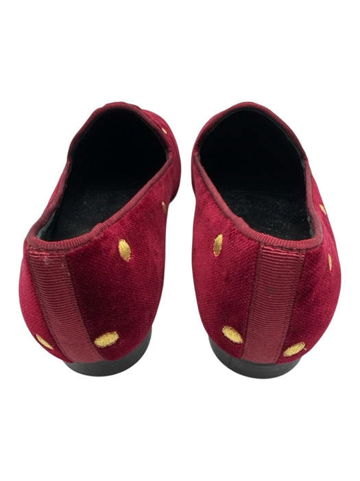 Jon Josef Shoe Size 6.5 Red Gray & Blue Velvet Embroidered Star Flat Loafers Red Gray & Blue / 6.5