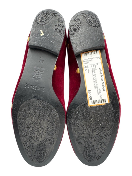 Jon Josef Shoe Size 6.5 Red Gray & Blue Velvet Embroidered Star Flat Loafers Red Gray & Blue / 6.5