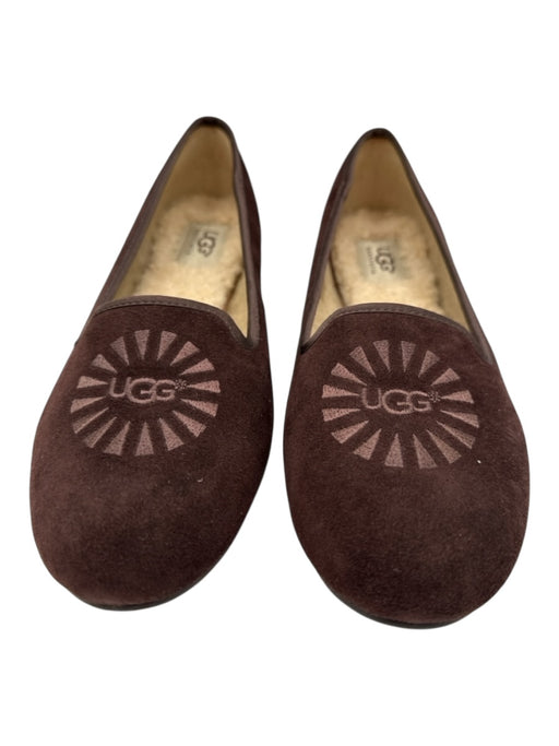 Ugg Shoe Size 8 Brown Suede round toe Shearling Lined Flats Brown / 8