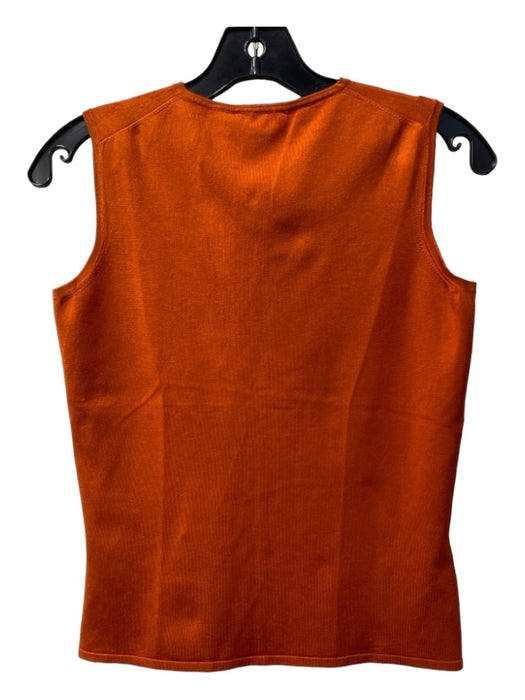 Gucci Size Medium Burnt Orange Silk Sleeveless V Neck Knit Shell Top Burnt Orange / Medium