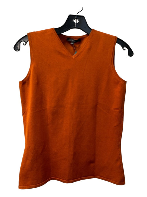 Gucci Size Medium Burnt Orange Silk Sleeveless V Neck Knit Shell Top Burnt Orange / Medium