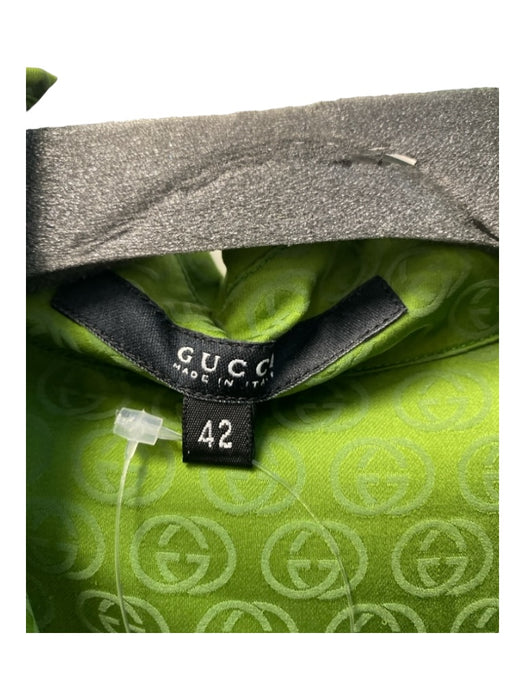 Gucci Size 42 Dark Apple Green Silk Blend Button Up French Cuff Collared Top Dark Apple Green / 42