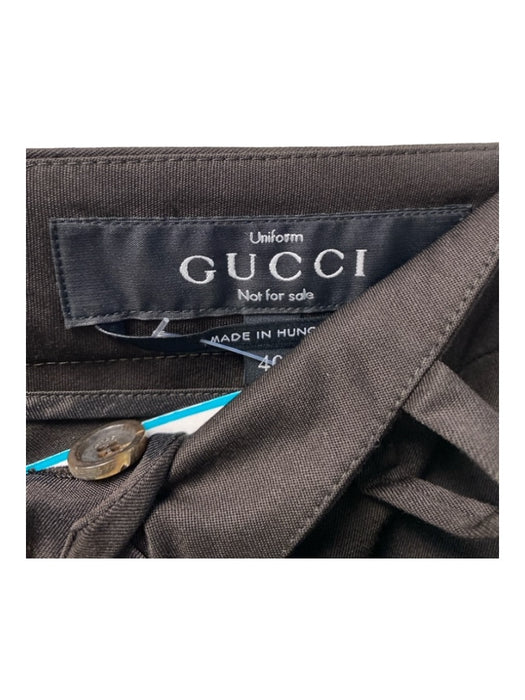 Gucci Size 40 Black Wool Zip Fly Straight Leg Button Closure Belt Loops Pants Black / 40