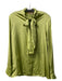 Gucci Size 42 Apple Green Silk Collared Button Up Tie Neck Long Sleeve Top Apple Green / 42