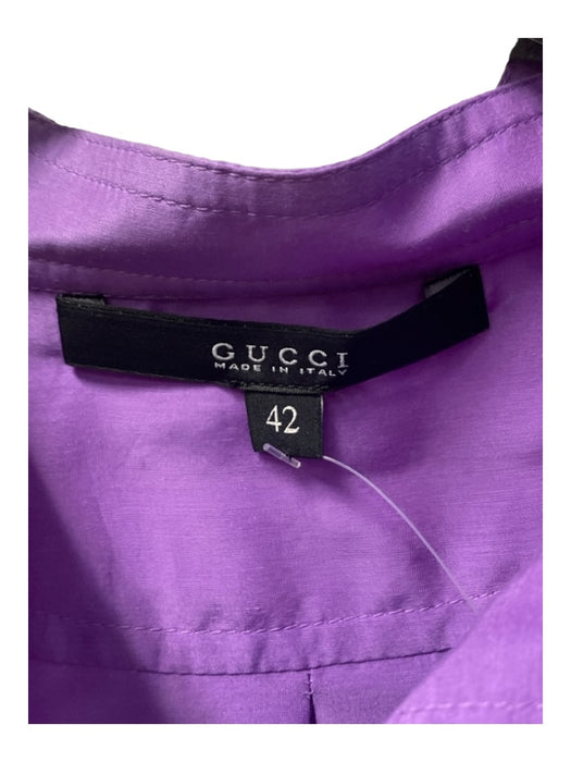 Gucci Size 42 Light Purple Cotton Blend Button Up Long Sleeve Semi Sheer Top Light Purple / 42