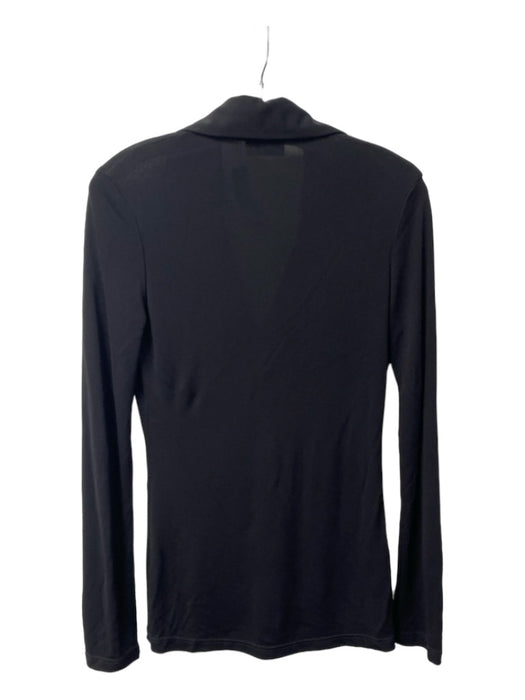 Gucci Size Est S Black Rayon Blend Long Sleeve Collared V Neck Semi Sheer Top Black / Est S