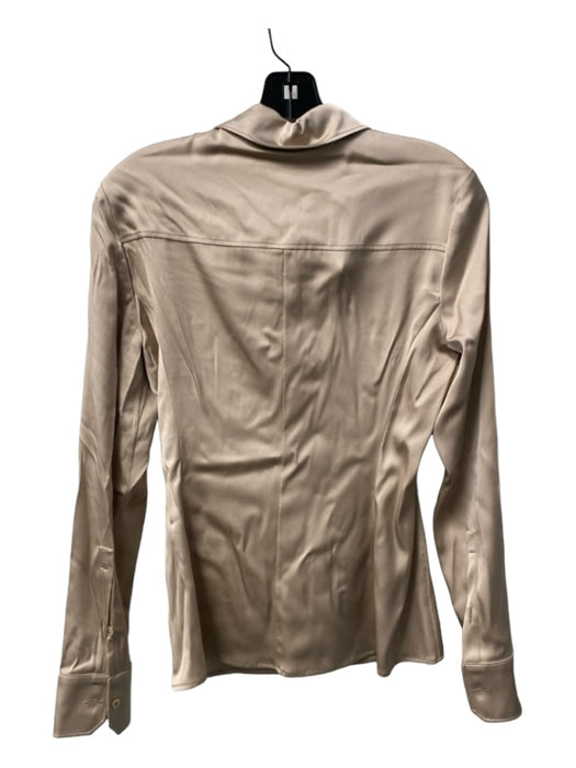 Gucci Size 40 Champagne Silk Button Down Collared Long Sleeve Top Champagne / 40