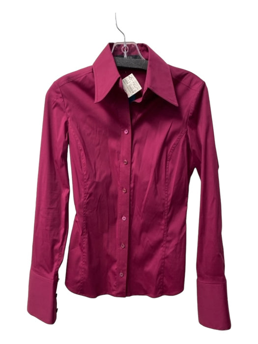 Gucci Size 40 Cranberry Cotton Blend Button Down Long Sleeve Collared Fitted Top Cranberry / 40