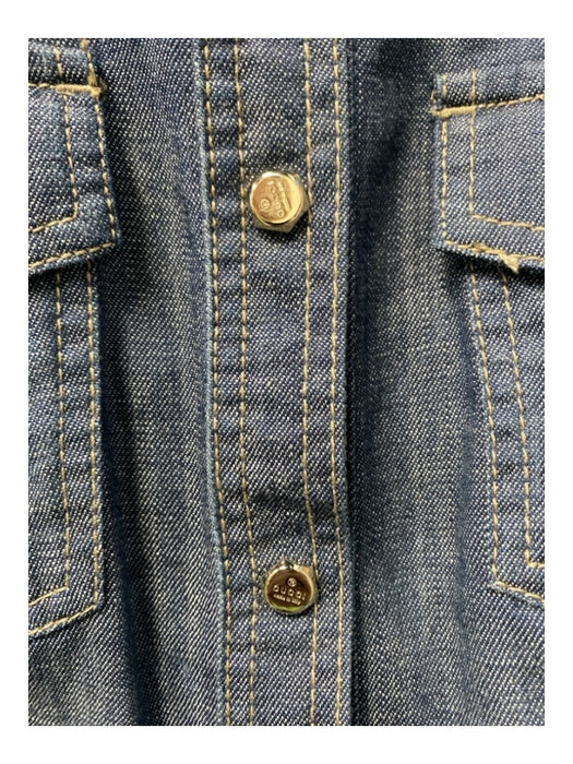 Gucci Size 42 Mid dark wash Cotton Snap Button Gold Seam Detail Collared Top Mid dark wash / 42