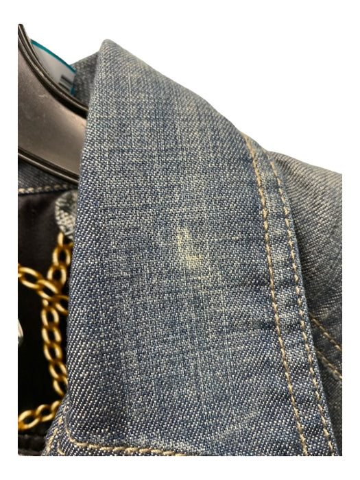 Gucci Size 42 Mid dark wash Cotton Snap Button Gold Seam Detail Collared Top Mid dark wash / 42