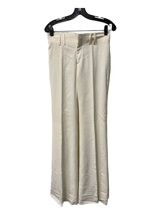 Gucci Size 40 Cream & Black Lana Wool Pin Stripe Wide Leg 2 Button Pant Set Cream & Black / 40