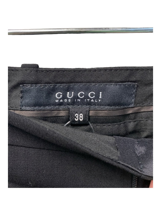 Gucci Size 38 Black Lana Wool High Waist Straight Leg Zip Fly Faux Pockets Pants Black / 38